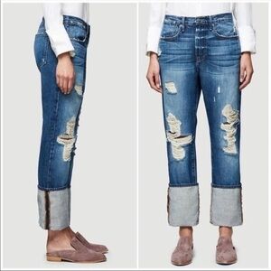 NWT FRAME Women's Boyfriend Cuffed Ripped …